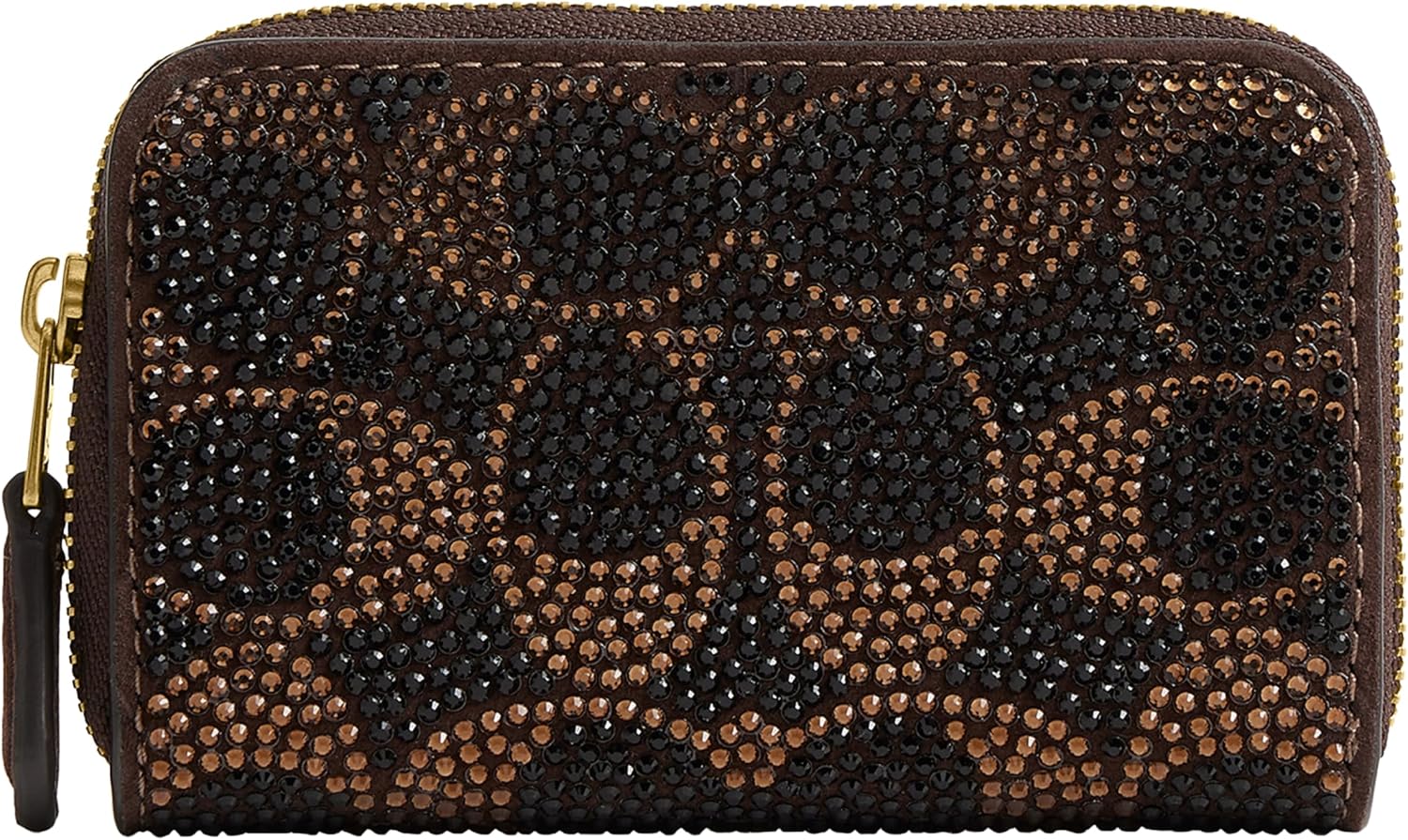Coach Essential Small Zip Around Card Case In Crystal Signature Suede