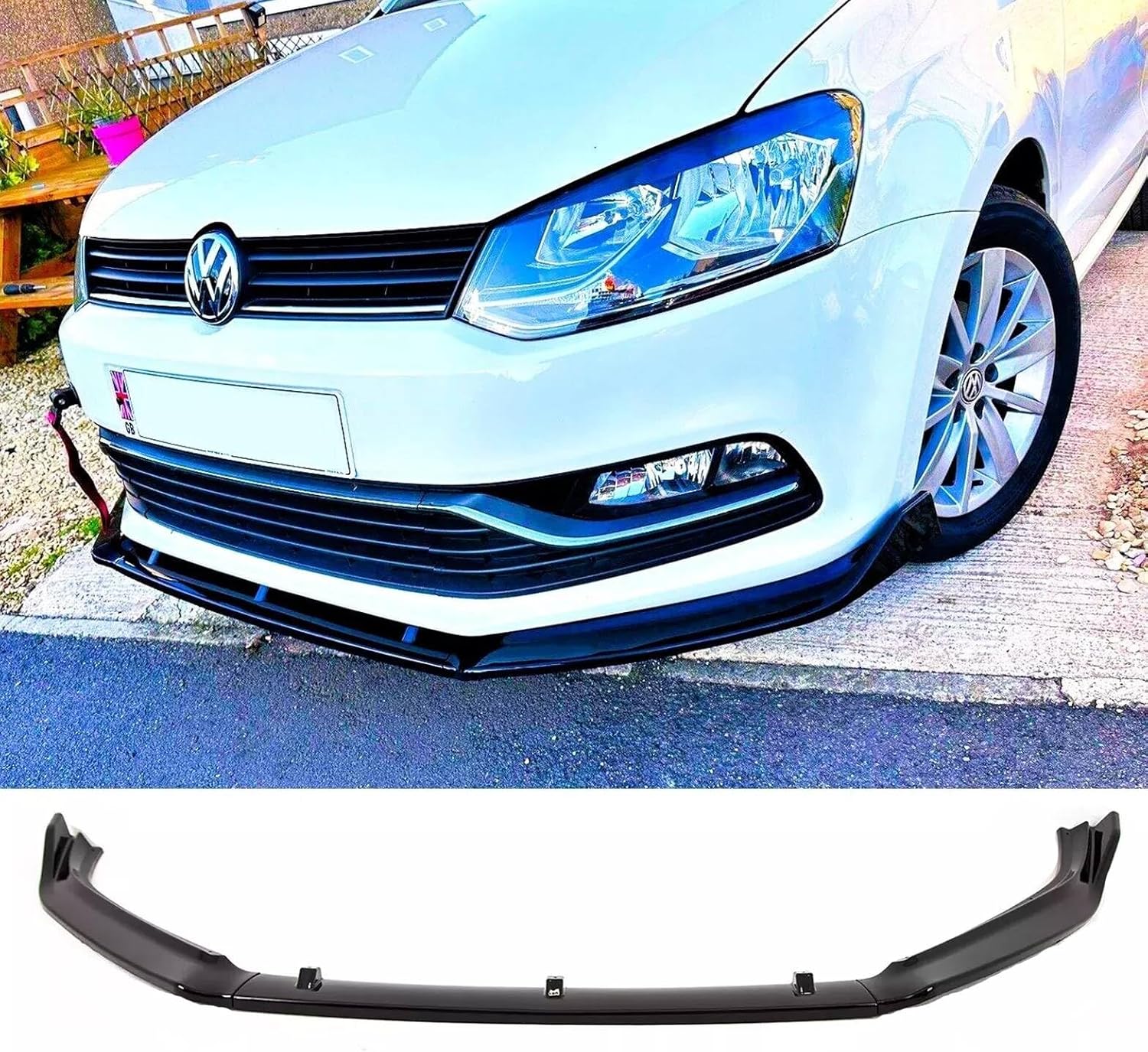 Auto Perfectionists UK Front Splitter Spoiler Compatible With VW Volkswagen Polo MK5 6R 6C GTI R 2009-2017 ABS Gloss Black