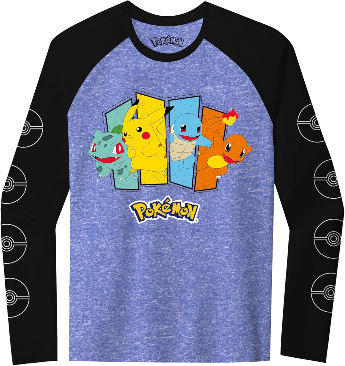 Pokemon Boys' Classic Starter Group Long Sleeve Raglan T-Shirt