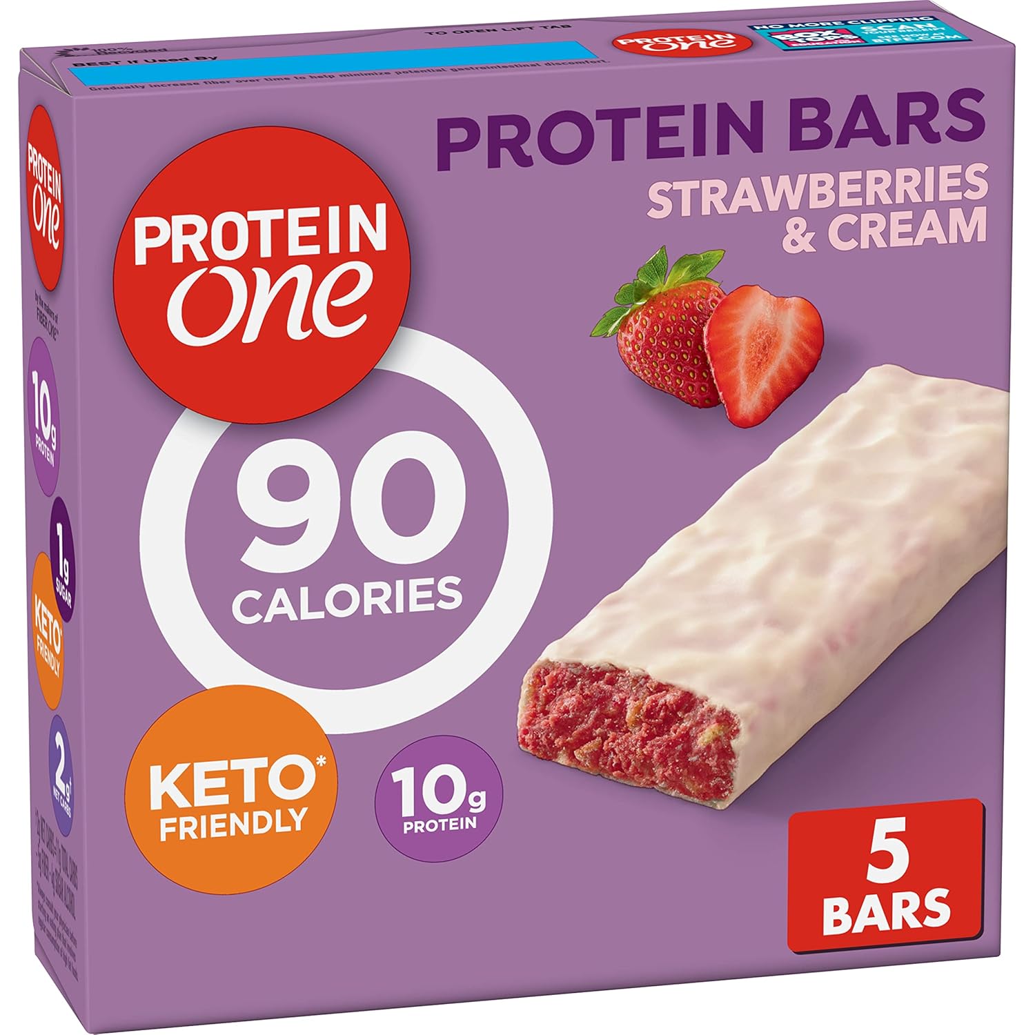 Protein One 90 Calorie Protein Bars, Strawberries and Cream, Keto Friendly, 5 Ct, 4.8 oz