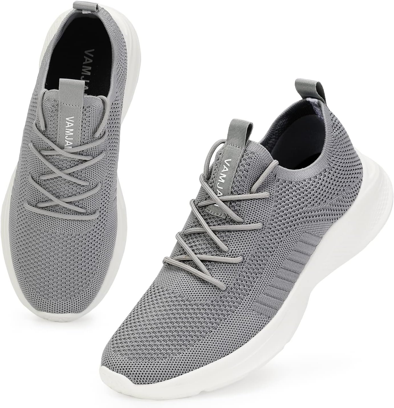 VAMJAM Men's Running Shoes Fashion Sneakers Lightweight Breathable Flying Knitting Lace Up Mesh Walking Shoes Workout Casual Sports Shoes