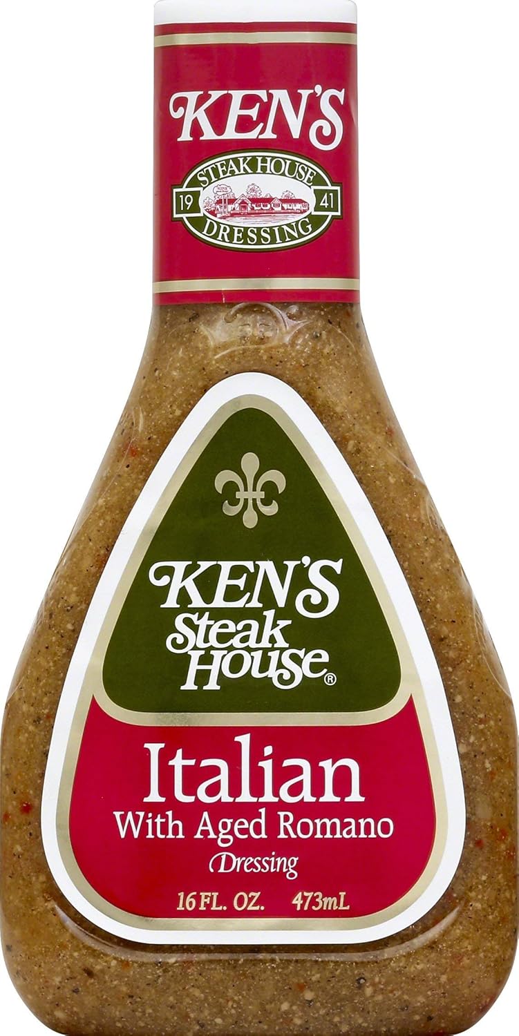 Ken's Steak House Italian Dressing with Aged Romano, 16 oz (Pack of 1)