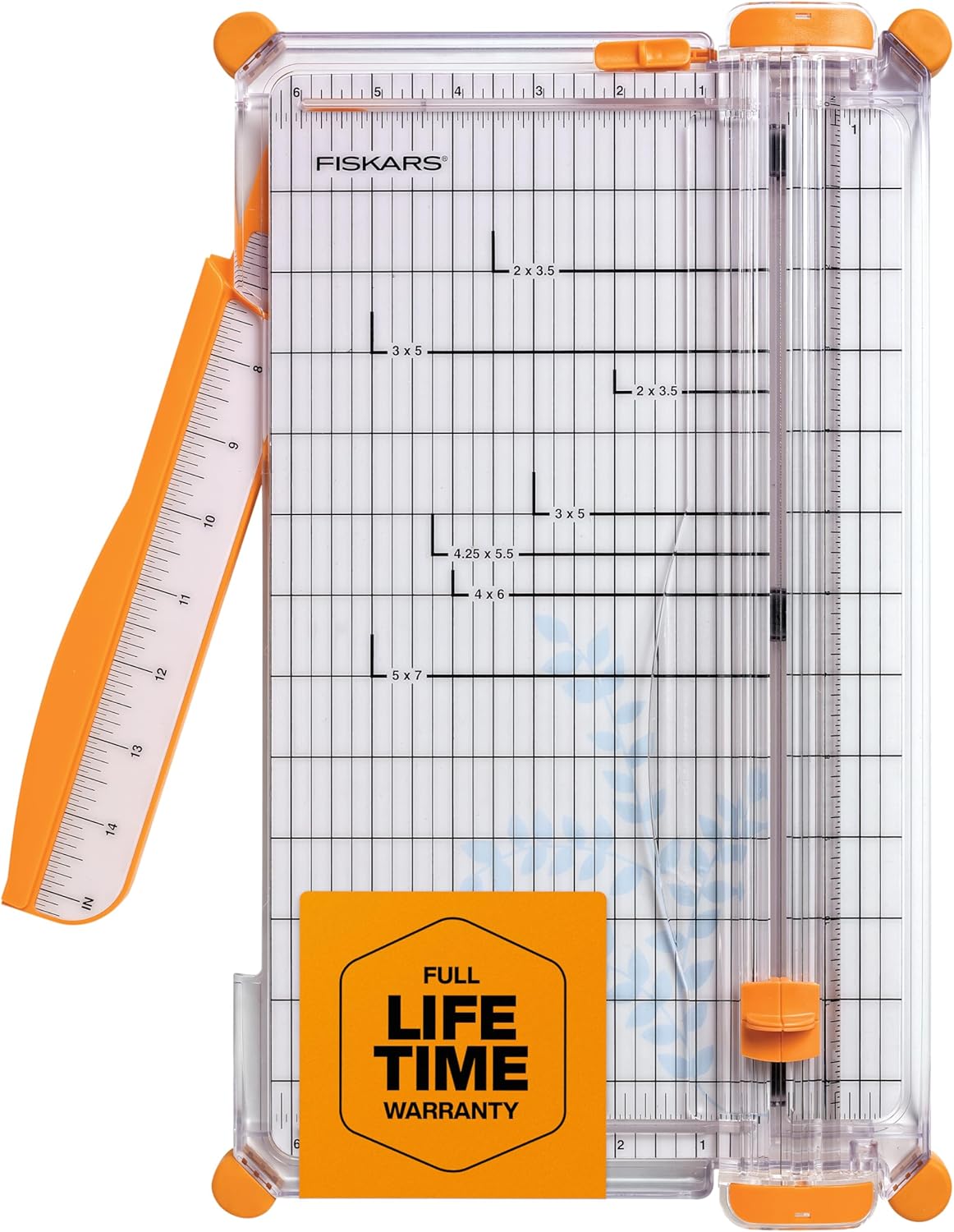 Fiskars Precision Paper Trimmer, Easy, Safe and Accurate for Crafts, Gifts, Cards, Photos, Always Cuts Straight, Swing-Out Arm Extends Measurements, Lightweight and Portable Sharp Paper Cutter
