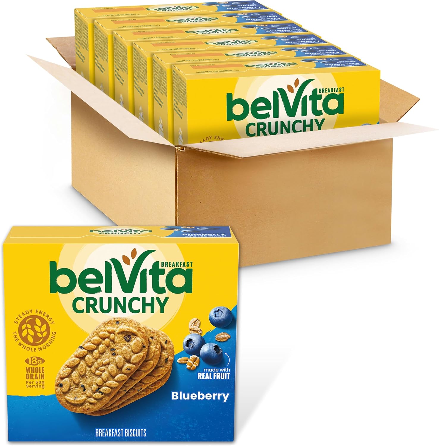 belVita Breakfast Bars Biscuits, Blueberry, 30 Packs | 4 Biscuits Per Pack, Made with Real Fruit, No High Fructose Corn Syrup, Artificial Flavors, Colors or Sweeteners