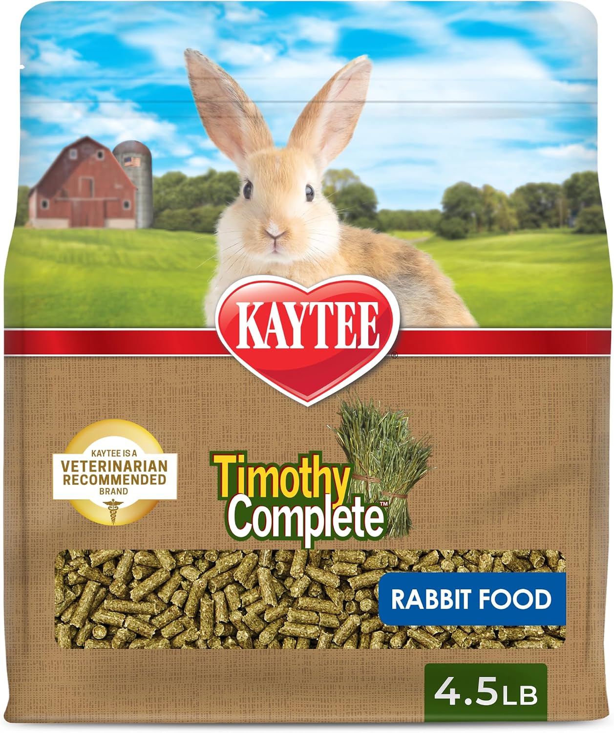 Kaytee Rabbit Food, Timothy Complete Rabbit Food Pellets, 4.5 Pounds