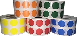 5 Different Color Coding Dot Stickers 12.7 mm 0.5 Inch Round 1000 Each Color 5000 Total Count