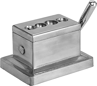 Quad Table Cigar Cutter, Brushed Finish, 52 and 60 Ring Gauge Straight Cutters, 52 and 58 Ring Gauge V-Cutters, Model 9305