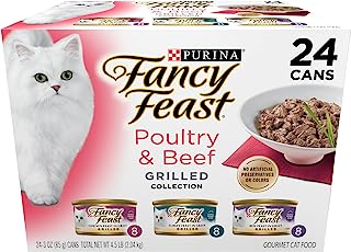 Purina Fancy Feast Grilled Wet Cat Food Poultry and Beef Collection Wet Cat Food Variety Pack - (Pack of 24) 3 oz. Cans