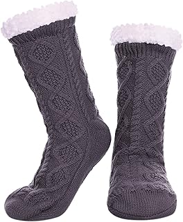 LINEMIN Womens Slipper Socks Winter Warm Fleece Lined Socks Cozy Soft Thick Fuzzy Non Slip Indoor Christmas Socks