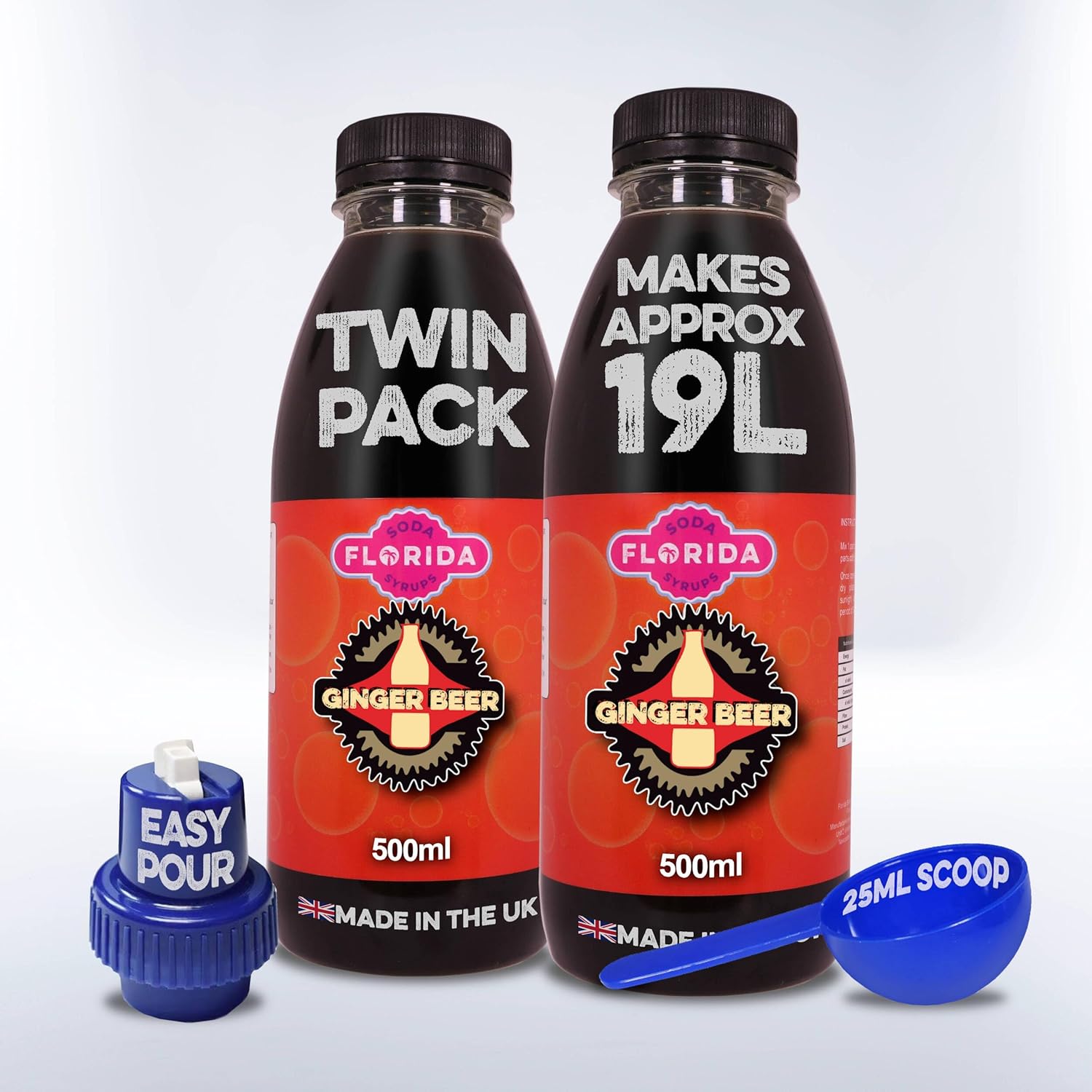 Florida Soda Syrup Compatible With Sodastream - Twin Pack, Aspartame Free (500 ml (Pack of 2), Ginger Beer)