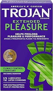TROJAN EXTENDED PLEASURE Climax Control Extended Pleasure Condoms, 12 Count