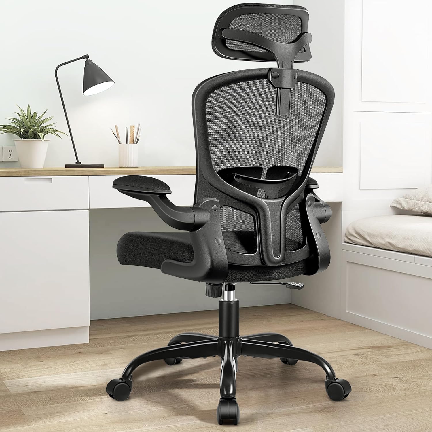 FelixKing Office Chair Ergonomic Desk Chair with Headrest, High Back Computer with Adjustable Lumbar Support and Wheels,Executive Swivel Comfy with flip-up Armrests for Home Office