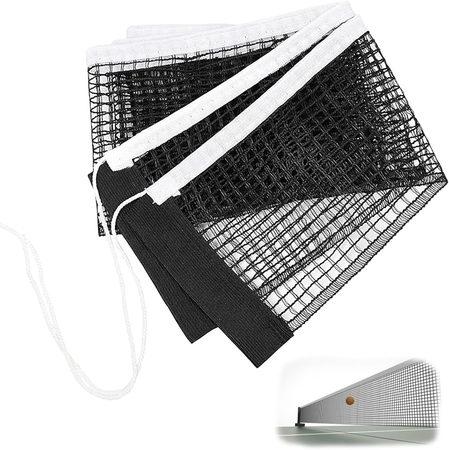 Fadbudss Table Tennis Replacement Net, 175cm Polyester Nylon Cotton Portable Folding String Tension Adjustable Ping Pong Net Equipment Accessories for Indoor Outdoor School Gym Home Fun Activity