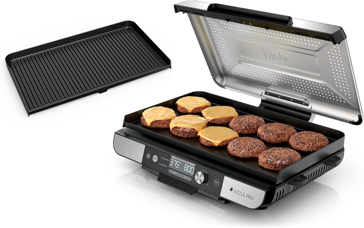 Ninja® Sizzle™ Pro XL 20'' Indoor Griddle & Grill, Silver, GX101