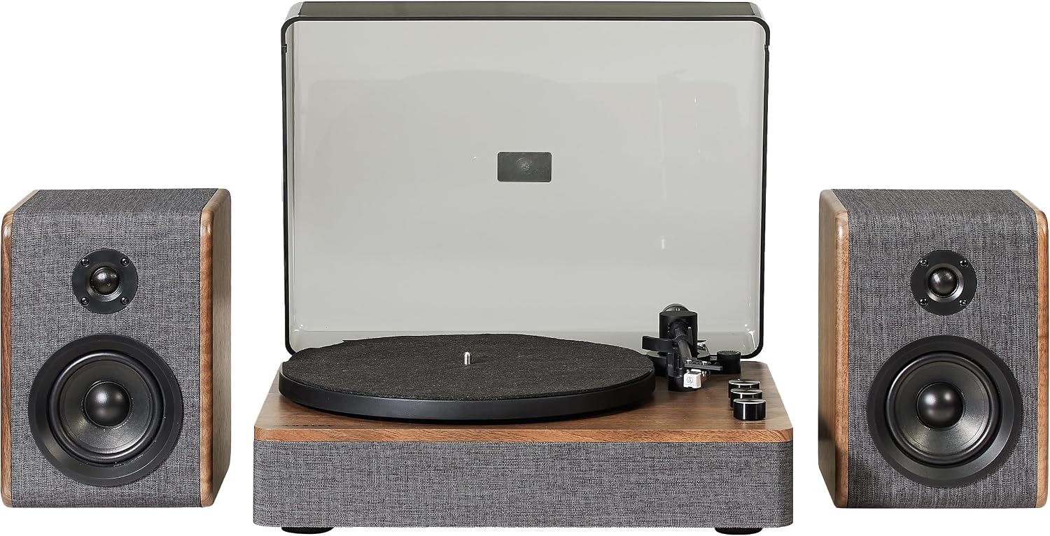 Crosley CR7501A-CL Nocturne Record Player with Speakers, Charcoal