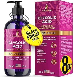 InstaSkincare Glycolic Acid Serum for Face 15% Strength - Extra Large Size (8Oz) - Advanced Formula for Enhancing Skin Radiance, Texture Improvement, Addressing Uneven Tone & Fine Lines
