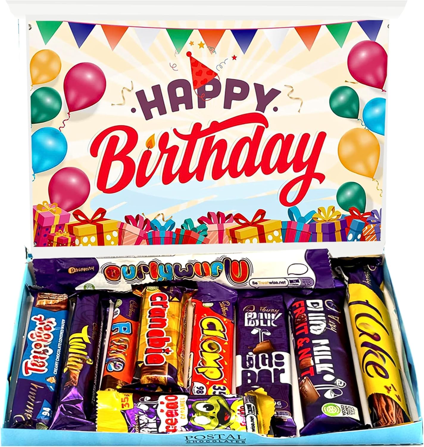 Happy Birthday Chocolate Gift Box – 10 Assorted UK Bars – Postal Chocolates Box Present – Sweet Milk Chocolate Hamper – Birthday Letter Box Friendly Sweets Gift by Mehx