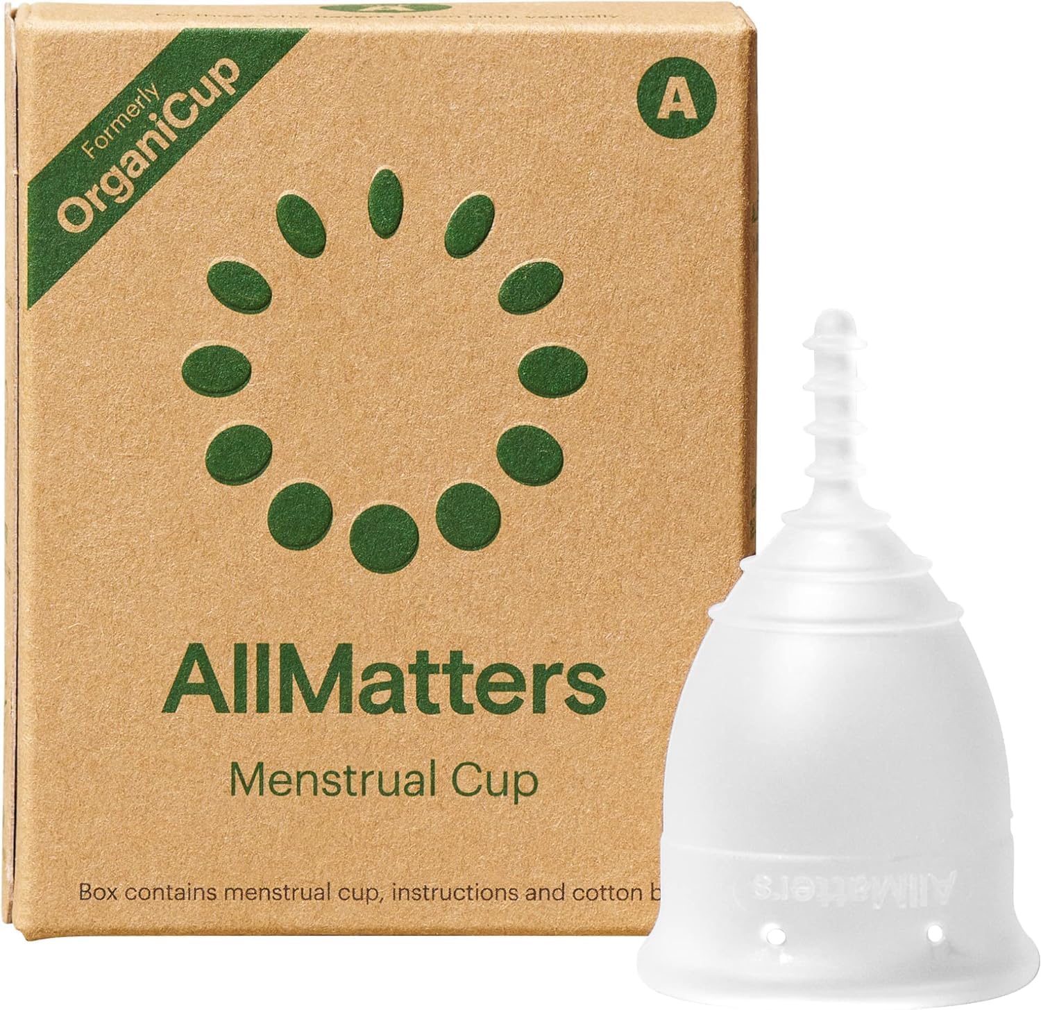 OrganiCup Menstrual Cup by AllMatters - Size A - Superior to Pads & Tampons - Voted Best Menstrual Cup by Reviewed - Made in Germany - Soft and Flexible