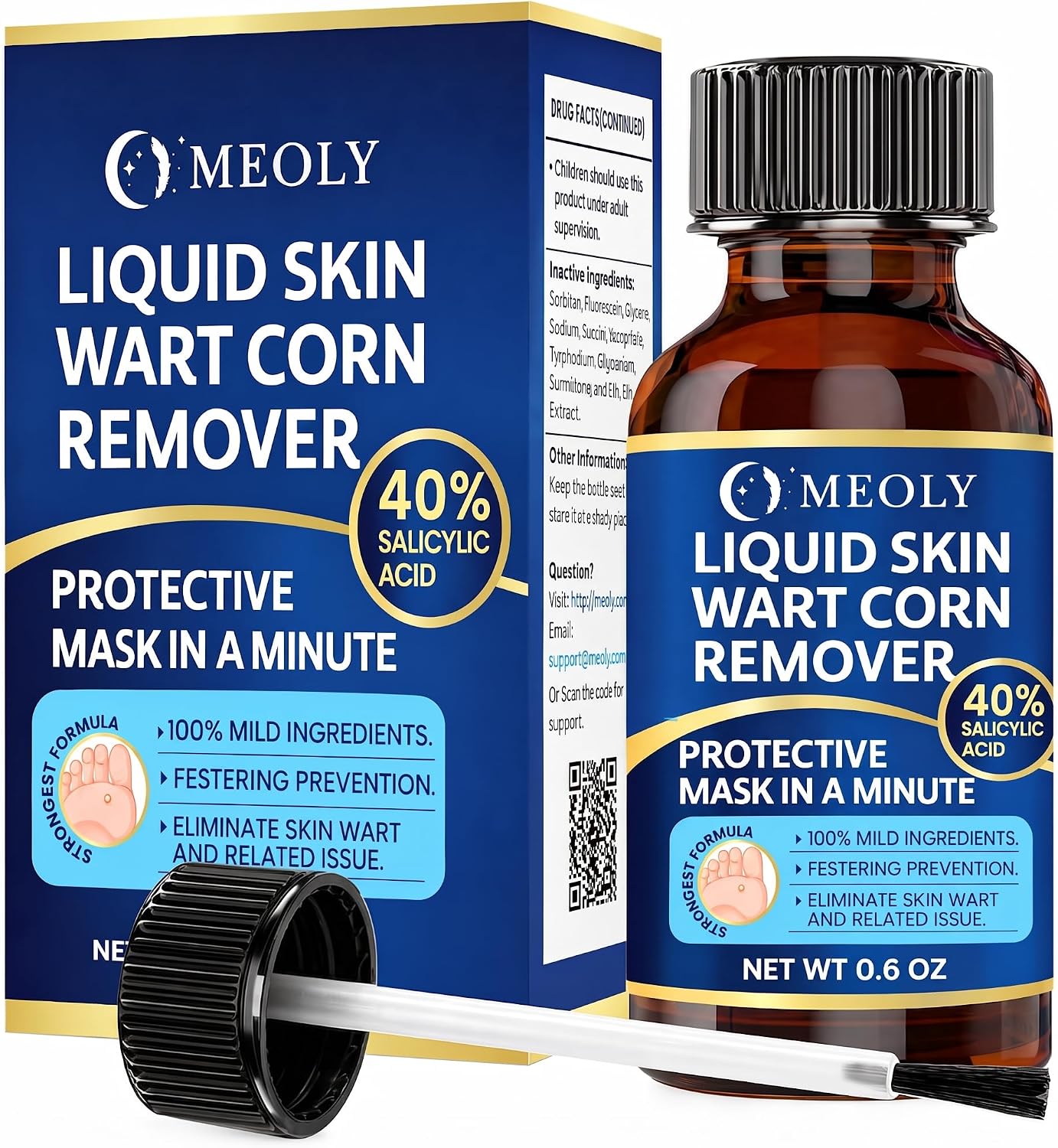 MEOLY 40% Salicylic Acid Wart Remover : Fast Acting Wart Remover Maximum Strength for Plantar Wart, Common Wart, Corn Remover