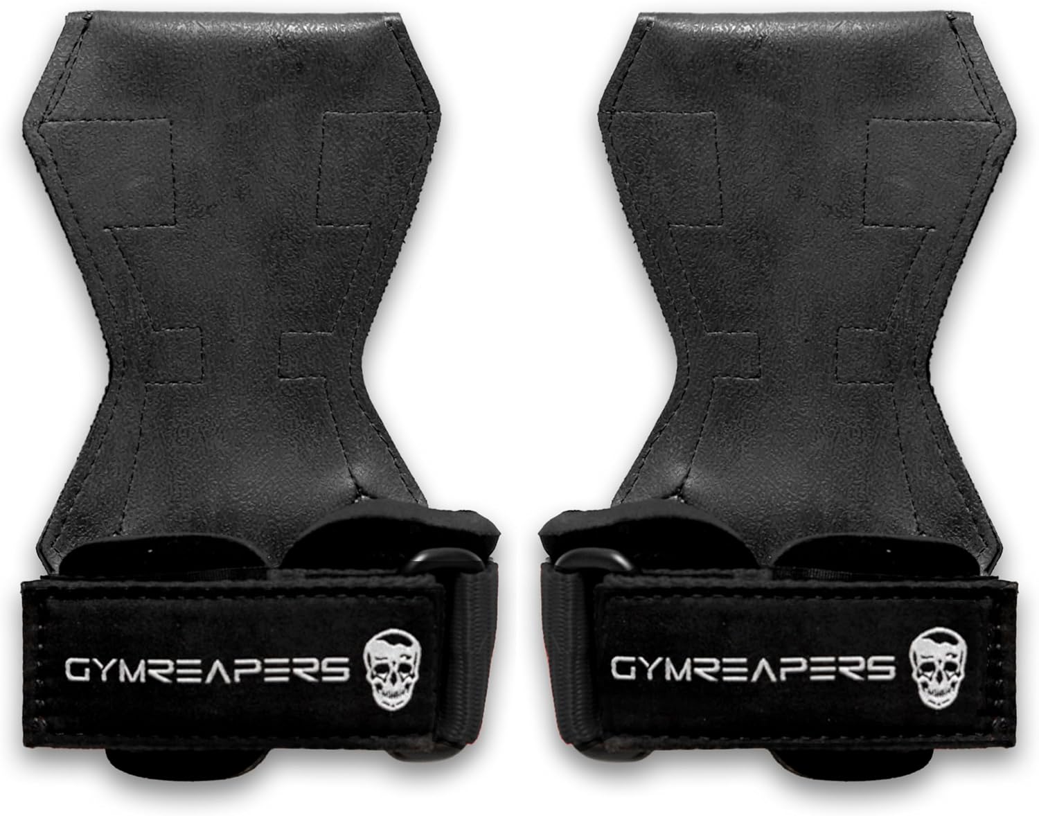 Weight Lifting Grips (Pair) for Heavy Powerlifting, Deadlifts, Rows, Pull Ups, with Neoprene Padded Wrist Wraps Support and Strong Rubber Gloves or Straps for Bodybuilding