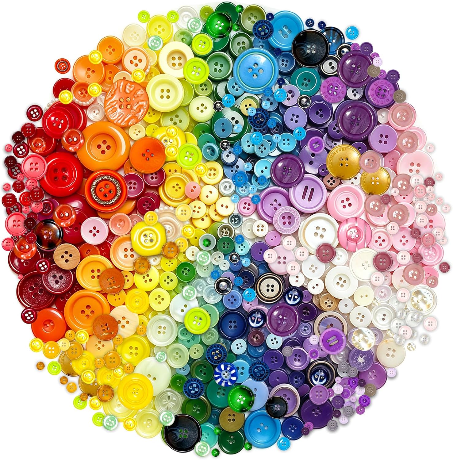 1400-1500 PCS Assorted Mixed Color Resin Buttons,2 and 4 Holes Round Craft
