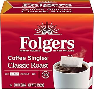 Folgers Classic Medium Roast Coffee, 19 Single Serve Coffee Bags
