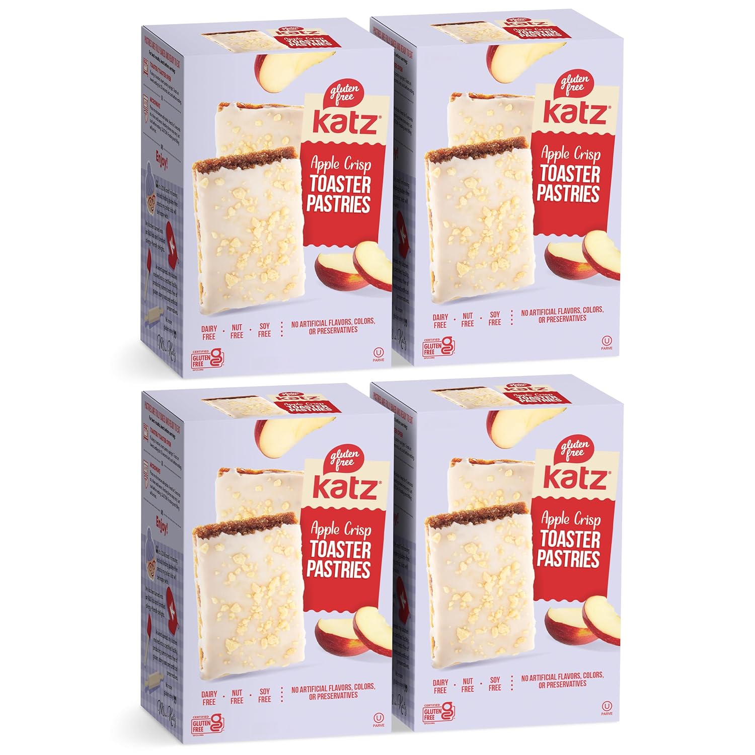 Katz Gluten Free Toaster Pastries. Apple Crisp. Dairy Free, Nut Free, Soy Free. Kosher Snacks. Apple Cinnamon Flavor. 8 OZ (Pack Of 4)