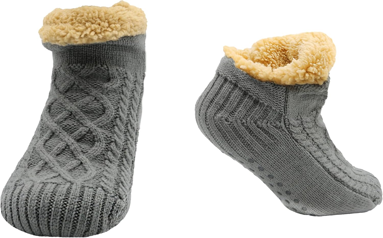 Sock Stack Nordic Fluffy Slipper Socks for Women & Men, Cosy Knitted Bed Slippers with Non Slip Sole, Warm Heat Holding Indoor Footwear