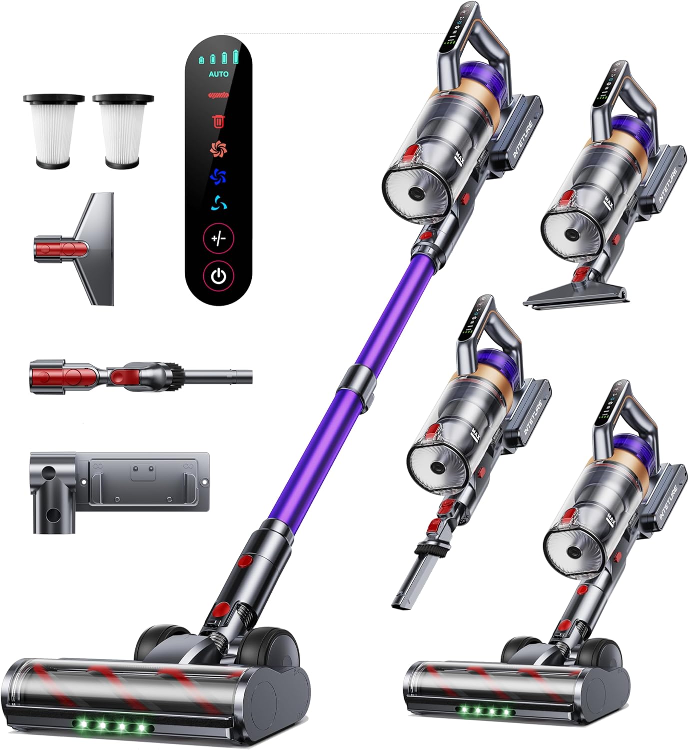 Cordless Vacuum Cleaner, 600W 50KPA Stick Vacuum with Touch Screen, Up to 65 Mins Runtime, Cordless Powerful Vacuum with Rechargeable Wall Mount, Lightweight Vacuums for Hardwood Floor Carpet Pet Hair