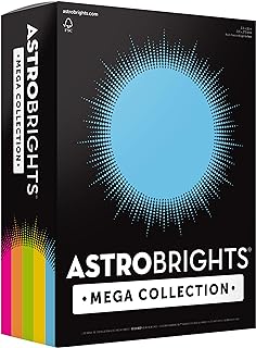 Astrobrights Mega Collection, Colored Paper, "Brilliant" 5-Color Assortment, 625 Sheets, 24 lb/89 gsm, 8.5" x 11 - MORE SHEETS! (91684)
