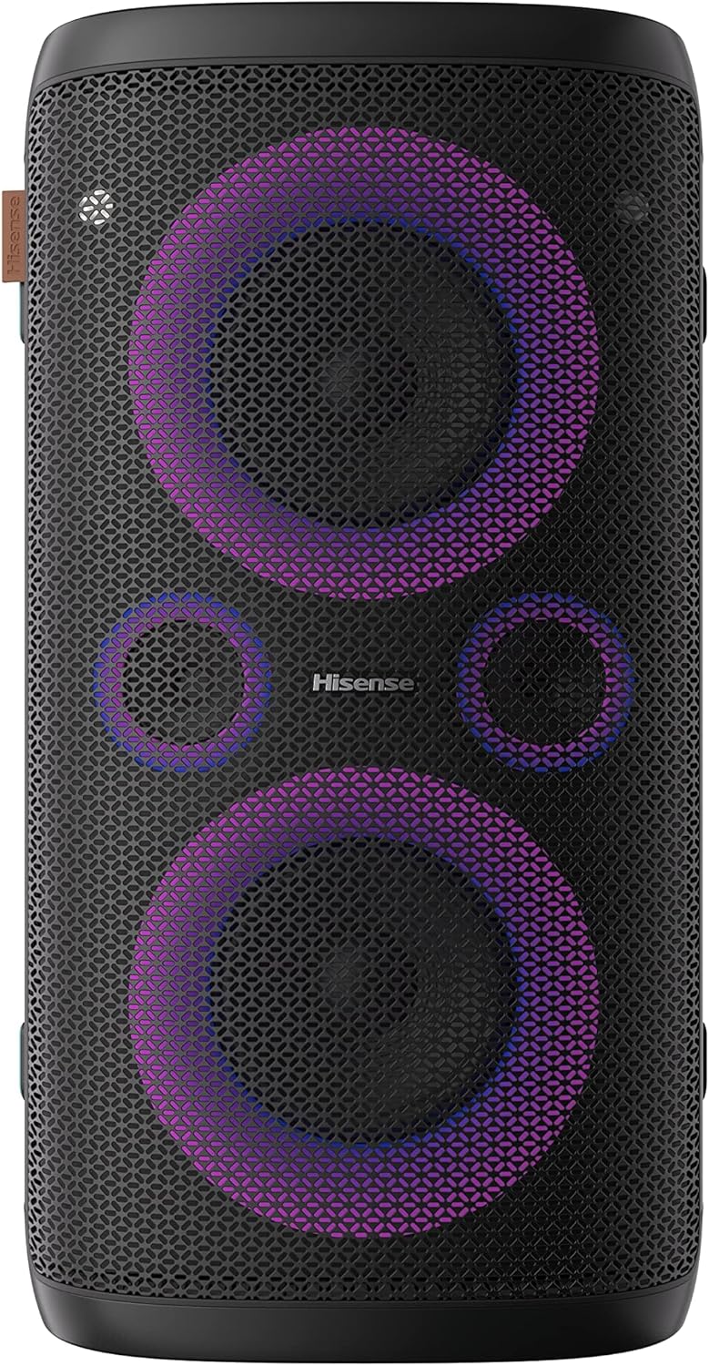 Hisense Ultimate Wireless Outdoor/Indoor Party Speaker with subwoofer, 2.0CH, 300W, IPX4 Waterproof,15 Hour Long-Lasting Battery, Bluetooth5.0, DJ and Karaoke Mode (HP100)