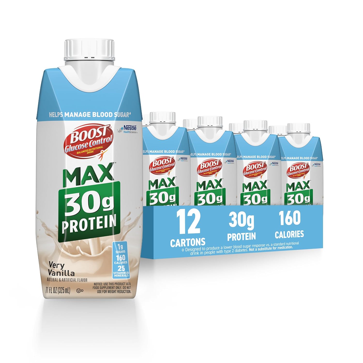 BOOST Glucose Control Max Protein Nutritional Drink, Very Vanilla, 11 FL OZ