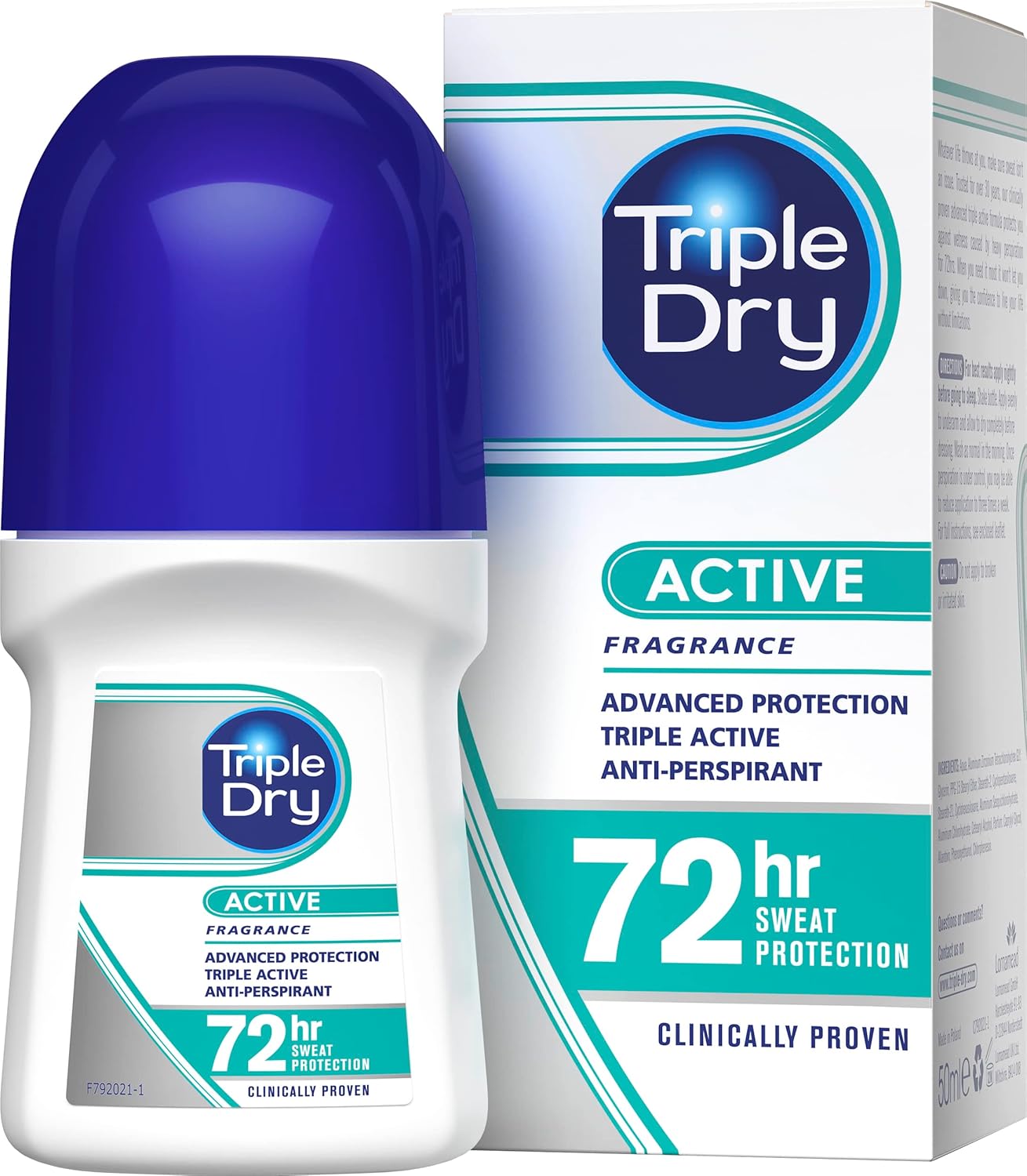 Triple Dry Women | Active Fragrance Anti-Perspirant Roll On 50ml | 72-Hour Protection Against Excessive Sweating | Fights Odour | Triple Active Formula | Clinically Proven | Female