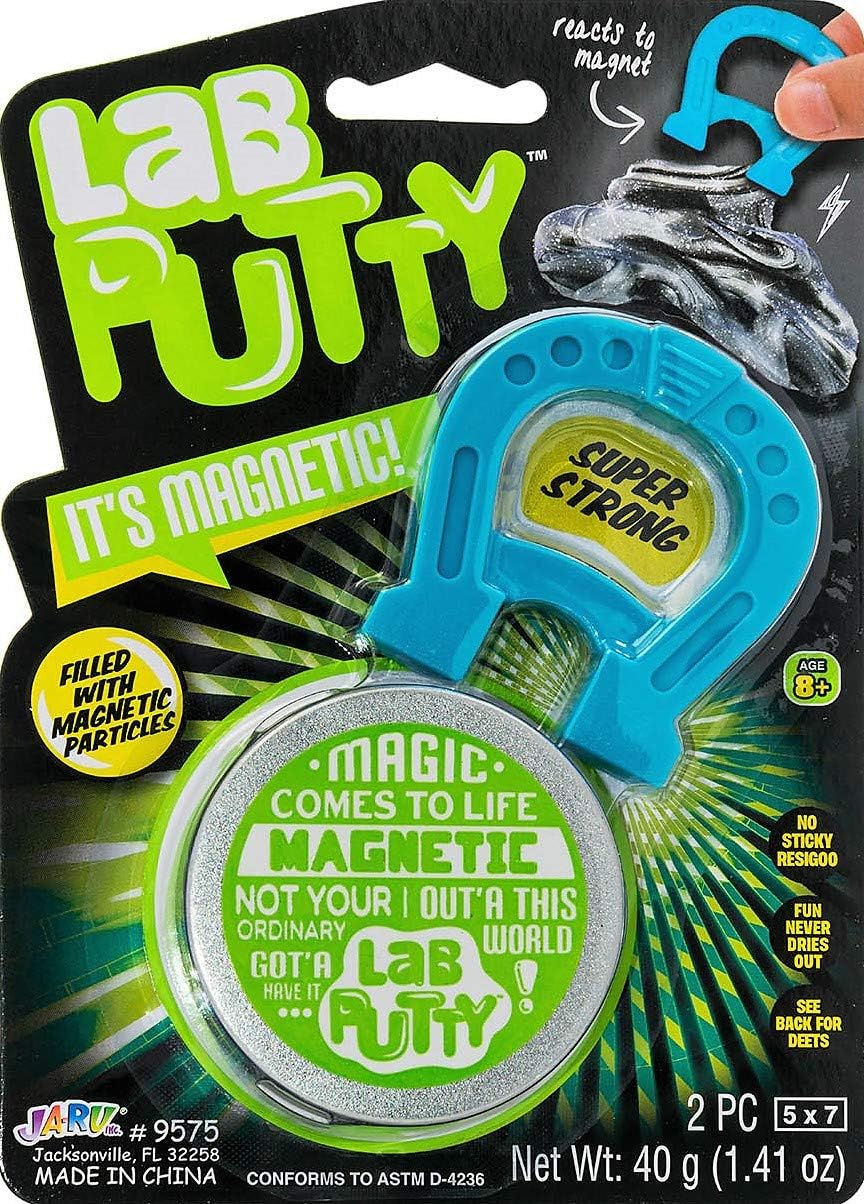 JA-RU Lab Putty Magnetic Slime with Magnet & Tin Container (1 Unit) Squishy Fidget Toy Magnetic Putty for Kids. Non Sticky Slime. Anger Management Toys. Sensory Party Favors. 9575-1B