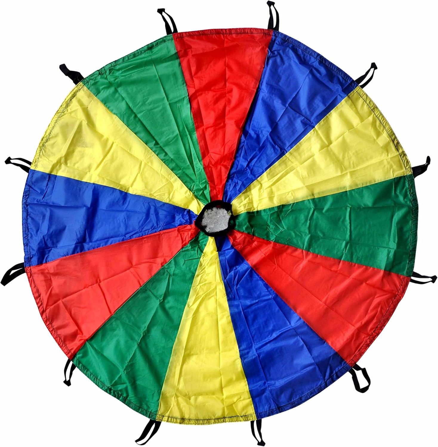 GSi Kids Play Parachute 12 Ft, 16Ft, 20 Ft, Rainbow Parachute Toy Tent Game for Children Gymnastics Cooperative Play and Outdoor Playground Activities