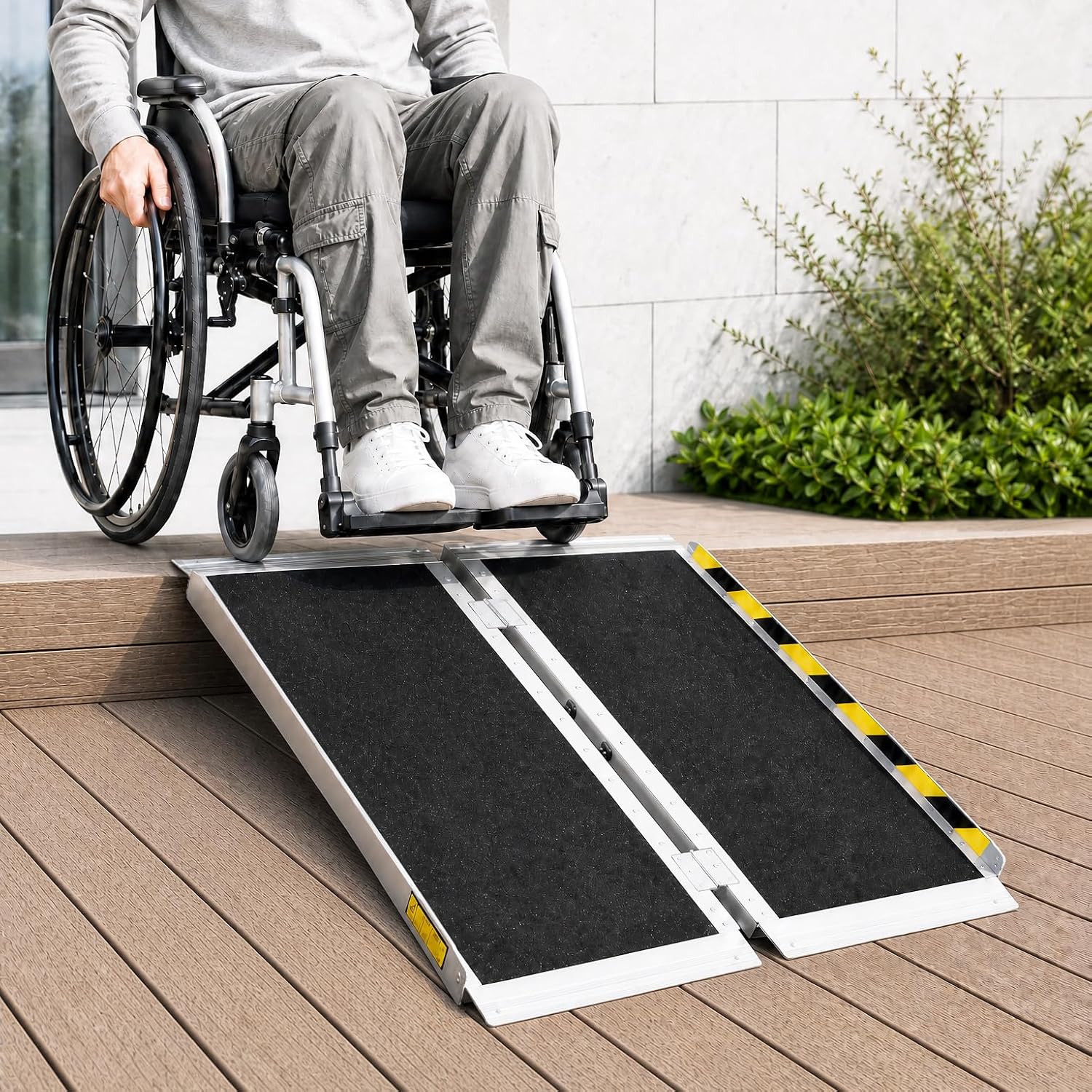 3FT Portable Wheelchair Ramp for Home Steps, Non-Skid Aluminum Ramp