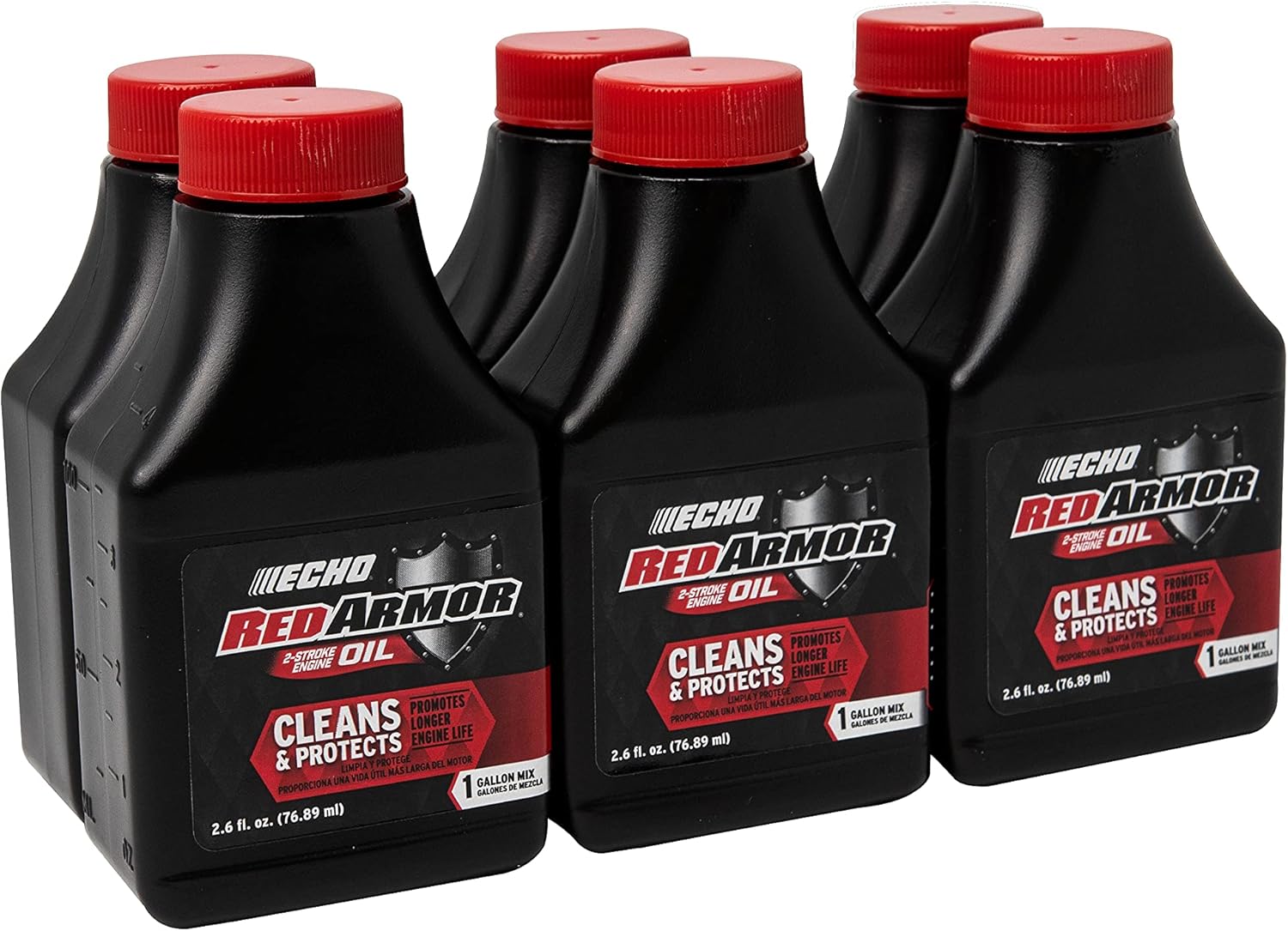 Echo Products 6550001 Red Armor Oil Mix 2-Cycle2-Stroke High Performance, Semi-Synthetic, Clean and Protect Against Carbon Build Up, Outdoor Power Equipment Engine Formula 2.6 fl oz (6 Pack)