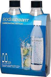 SodaStream - Slim Carbonating Bottles | Eco-Friendly & Reusable | Retains Carbonation Longer | Dishwasher Safe | BPA Free | 34 Fl Oz Capacity | 2-Pack, Black