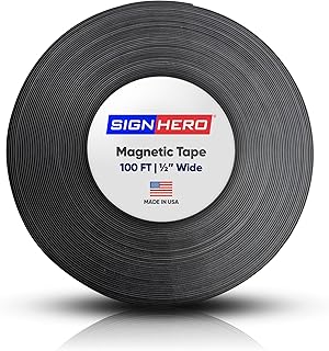 SignHero 100 FT Magnetic Tape Strip Roll (1/2" Wide) | Heavy Duty Strong Self Adhesive Flexible Double Sided Magnetic Tape, Perfect for DIY, Organization, & Crafts Projects
