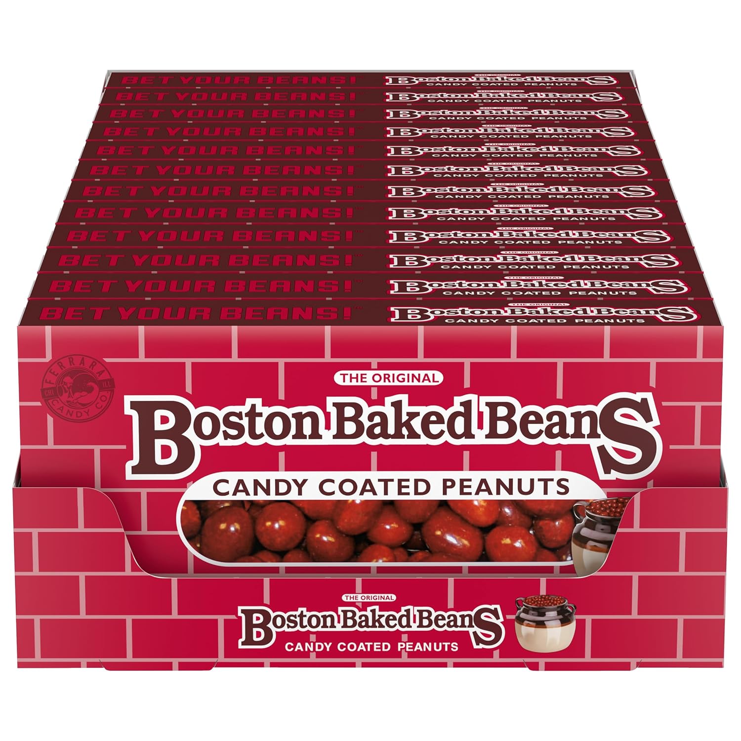 Wonka Boston Baked Beans, Candy-Coated Peanuts, Sweet & Salty, 4.3 Ounce Theater Candy Boxes (Pack of 12)