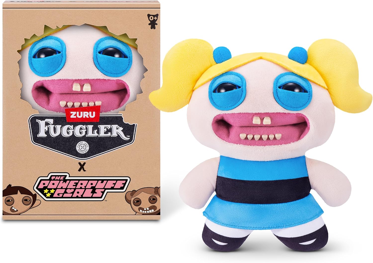 Fuggler Powerpuff Girls 9-Inch Plush Toy (Bubbles) by ZURU – Funny Ugly Monster Stuffed Animal with Human-Like Teeth, Collectible Plush for Kids, Tweens, Teens, Adults & Cartoon Fans