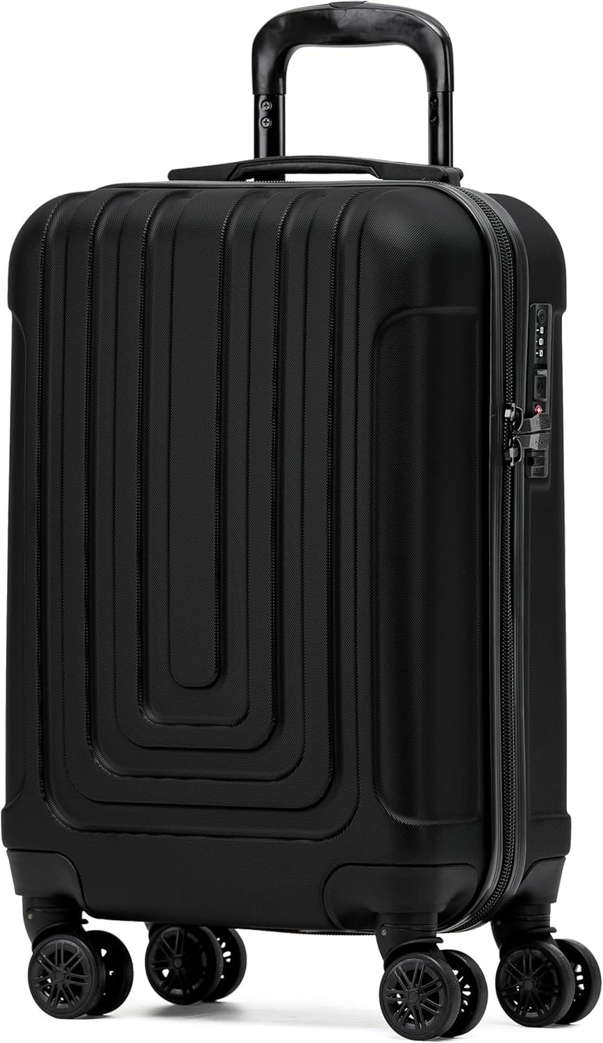 Flight Knight Premium Hard Shell Lightweight Cabin Suitcase - 8 Spinner Wheels - Built-in TSA Lock & USB Port - Luggage Approved for Over 100 Airlines Including easyJet, Ryanair & Jet2-55x35x20cm