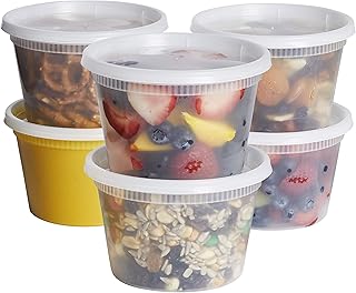 Comfy Package [48 Sets 16 oz. Plastic Deli Disposable Food Storage Containers With Airtight Lids