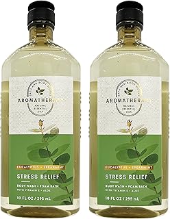 Bath and Body Works 2 Pack Aromatherapy Stress Relief Eucalyptus & Spearmint Shower Gel. 10 Oz.
