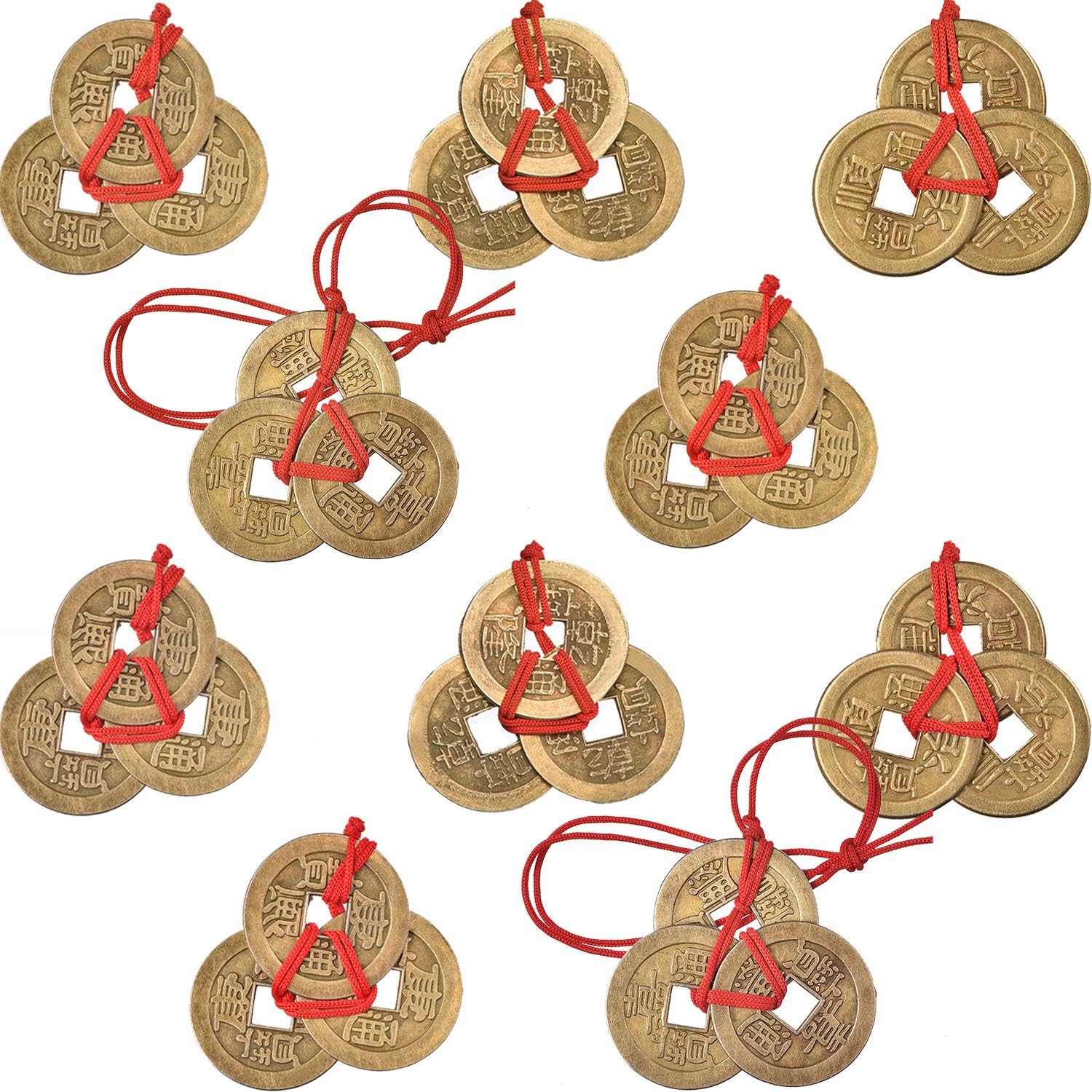 Boao Chinese Fortune Coins Feng Shui Coins I-ching Coins Traditional Coins with Red String for Wealth and Success, 5 Styles (10)
