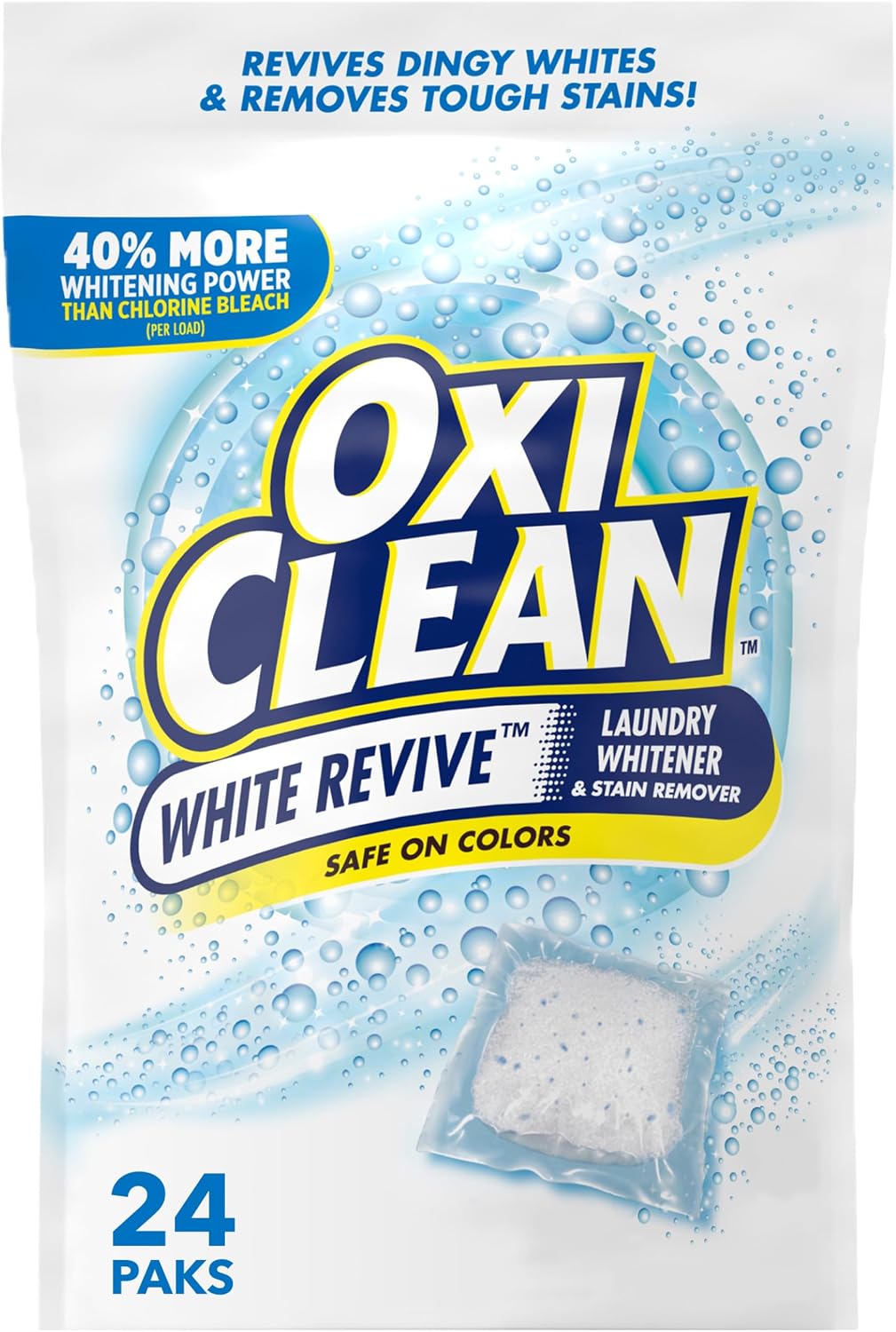 OxiClean White Revive Laundry Whitener & Stain Remover Power Paks, 24 Count