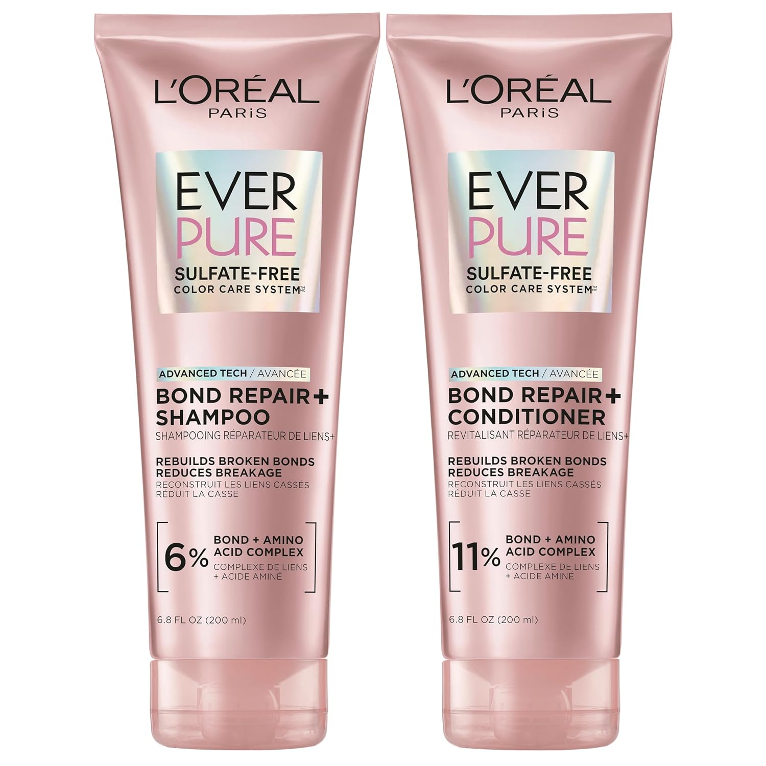 L'Oreal Paris Sulfate Free Bond Repair+ Shampoo and Conditioner, 13.6 Fl Oz