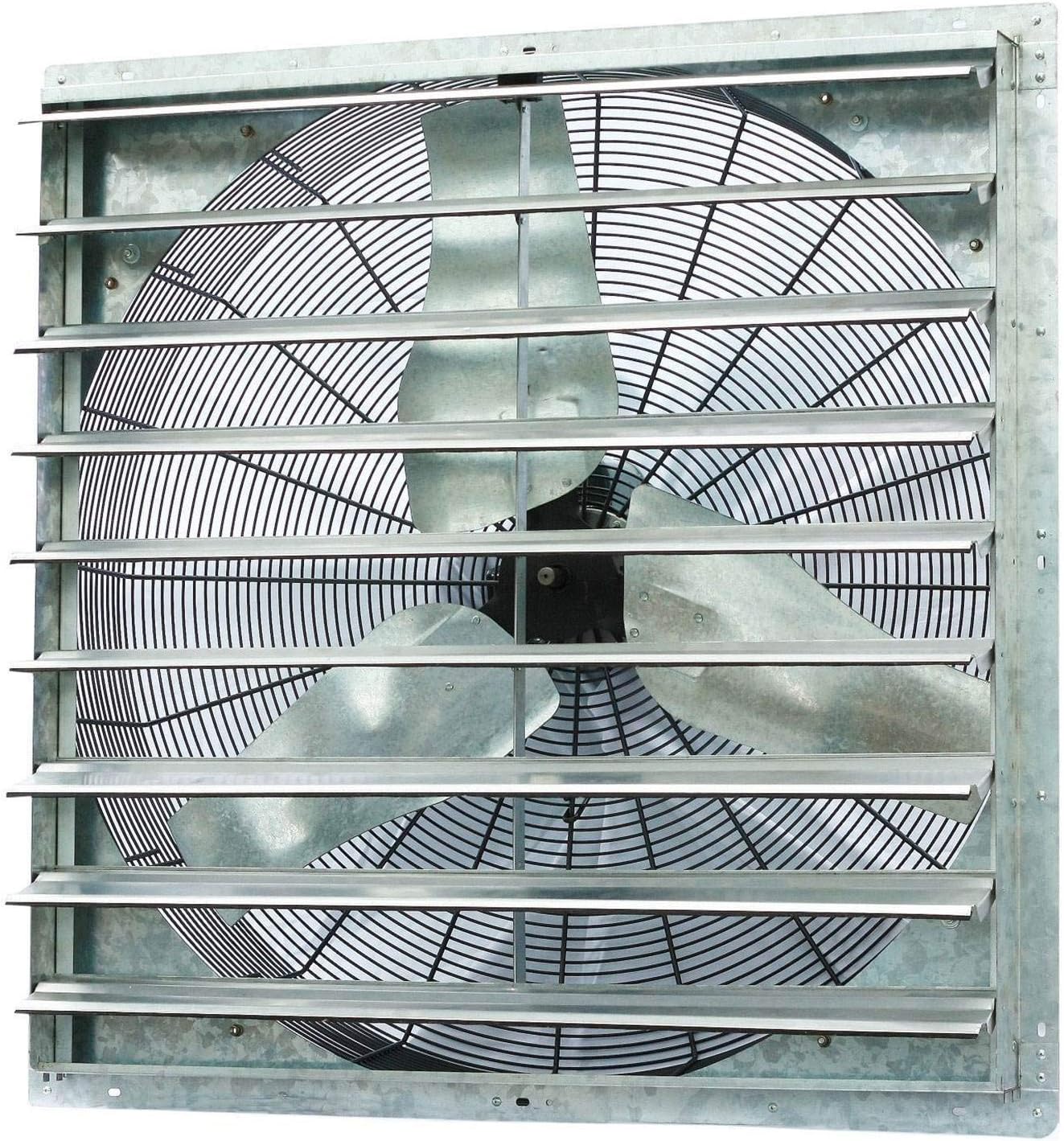 Iliving - 36" Wall Mounted Shutter Exhaust Fan - Automatic Shutter - Single Speed - Vent Fan For Home Attic, Shed, or Garage Ventilation, 6128 CFM, 9000 SQF Coverage Area, Silver (ILG8SF36S)