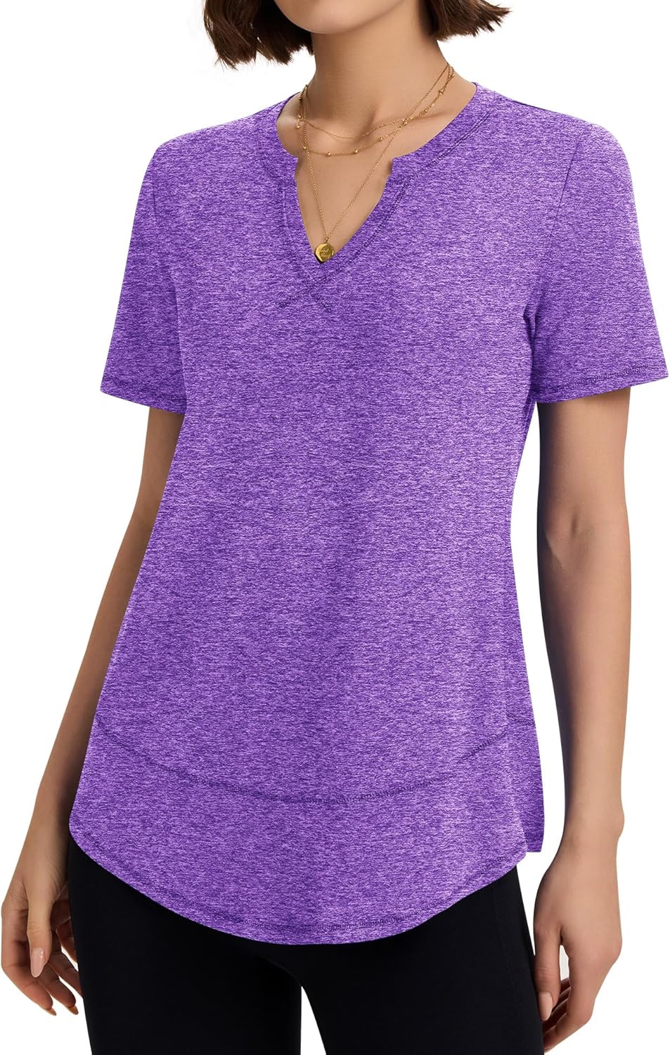 Kistore Gym Tops for Women UK Short Sleeve Workout Shirts Ladies T Shirt V Neck Basic Top Loose Fit Yoga Tees