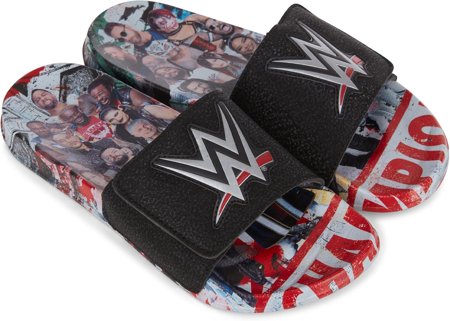 WWE Mens Championship Belt Slides - John Cena, Roman Reigns, Seth Rollins World Wrestling Champion Belt Slip On Slide Sandals